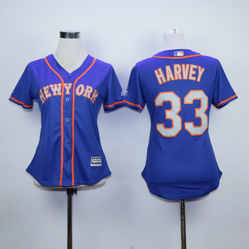 Women New York Mets 33 Harvey Blue MLB Jerseys